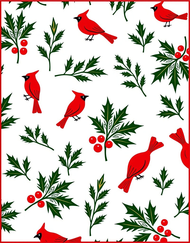 Red Cardinal Holly Berry Branch Rug