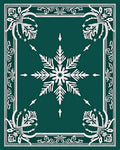 Emerald Green Snowflake Medallion Border Rug