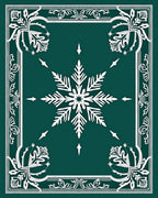Emerald Green Snowflake Medallion Border Rug