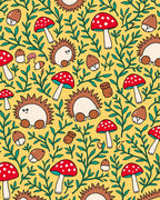 Whimsical Woodland Creatures Red Mushroom Acorn Rug