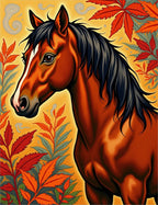Autumn Horse With Red Foliage Rug