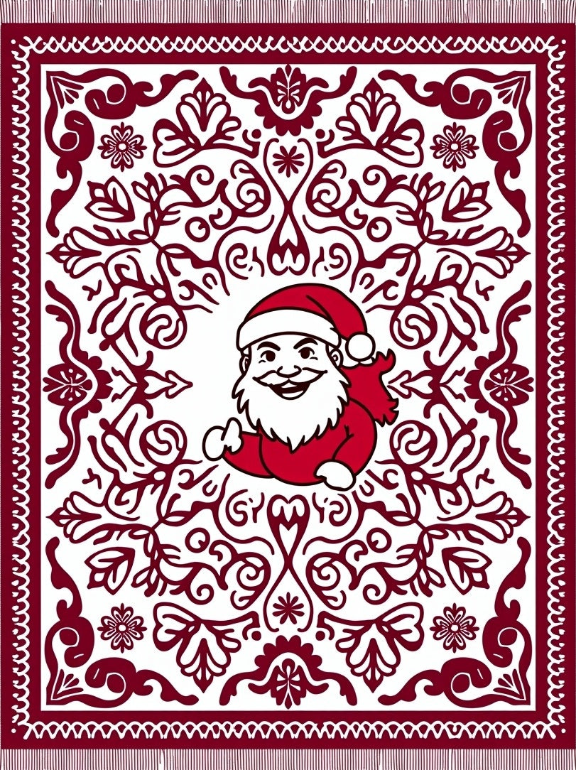 Crimson Santa Claus Folia Rug