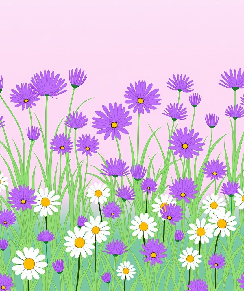Purple and White Daisy Meadow Rug