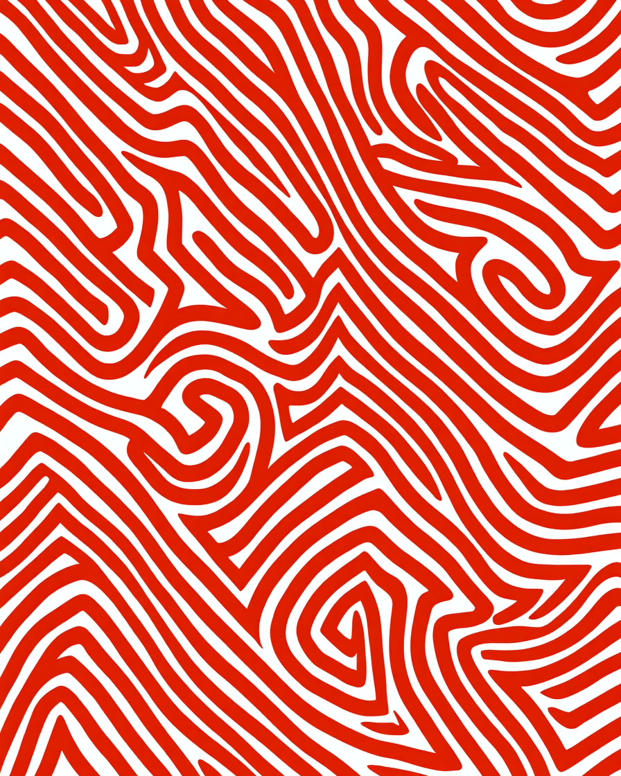 Vibrant Red Swirl Maze Rug