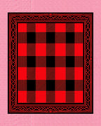 Classic Red Black Buffalo Check Border Rug