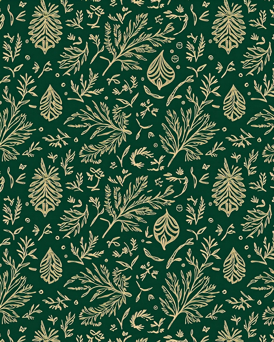 Elegant Emerald Green Botanical Branch Rug
