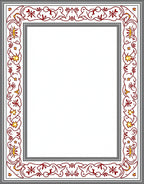 Crimson Golden Star Vine Border Rug