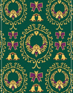 Emerald Green Golden Ribbon Wreath Collection Rug