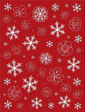 Crimson White Snowflake Floral Cluster Rug