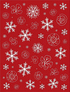 Crimson White Snowflake Floral Cluster Rug