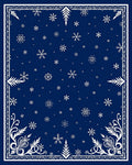 Deep Blue Snowflake Winter Scene Rug