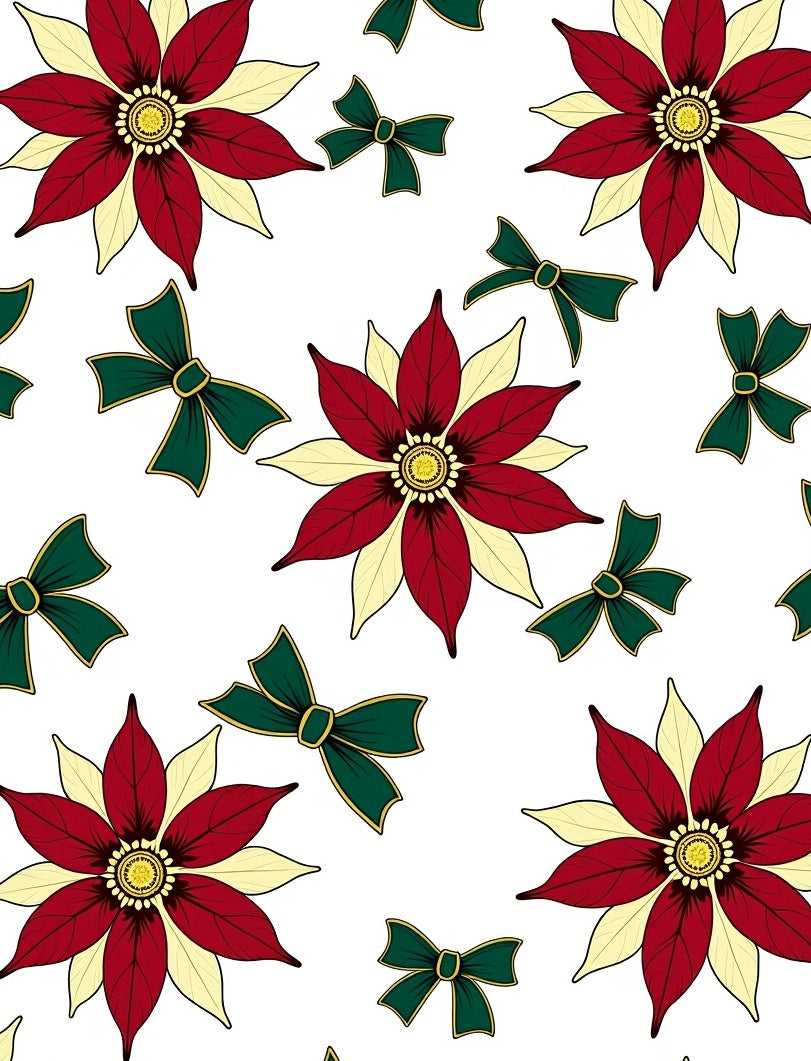 Crimson Yellow Poinsettia Bow Rug