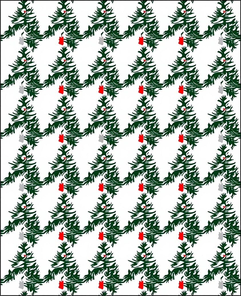 Christmas Trees with Red and Silver Ornaments Rug