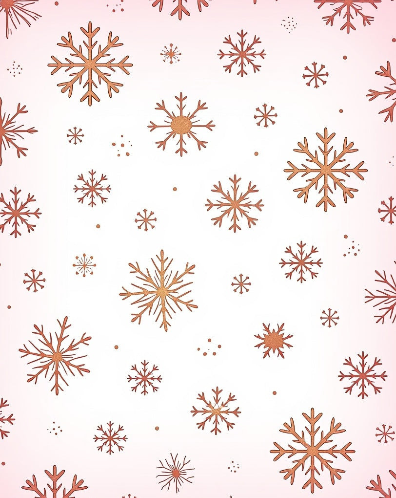 Copper Snowflake Scatter on Pink Background Rug