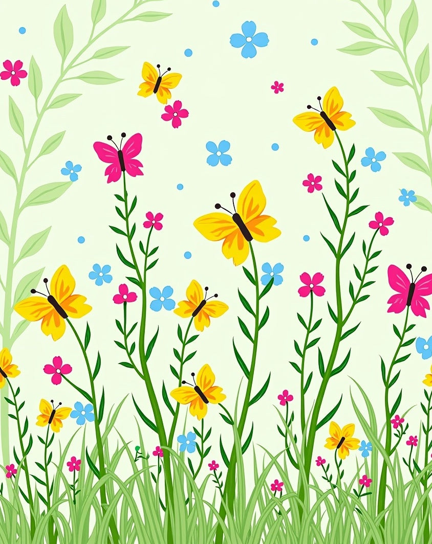 Vibrant Yellow Butterflies Garden Delight Rug