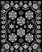Monochromatic Black White Snowflake Garland Rug