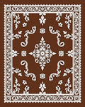 Rich Brown White Ornate Floral Medallion Rug