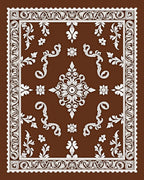 Rich Brown White Ornate Floral Medallion Rug