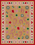 Holiday Candy Cane Flower Swirl Rug