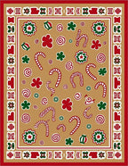 Holiday Candy Cane Flower Swirl Rug