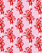 Crimson Swirl Creatures Abstract Rug