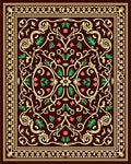 Rich Burgundy Floral Swirl Medallion Rug