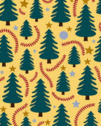Teal Christmas Trees Yellow Star Garland Rug