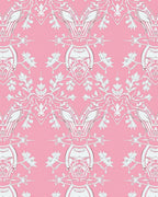 Pink Ornate Floral Crest Repeat Rug