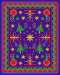 Royal Blue Festive Christmas Tree Stars Rug