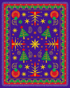 Royal Blue Festive Christmas Tree Stars Rug