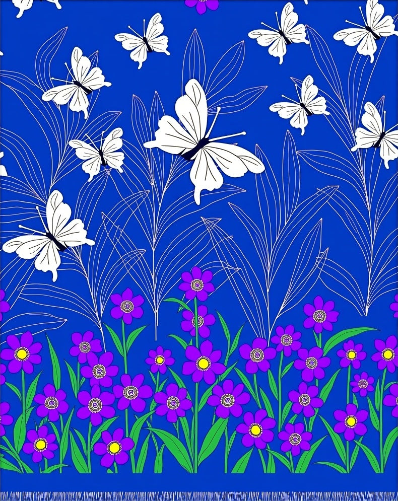 Vibrant Violet Butterfly Garden Rug