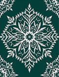 Deep Teal White Leafy Medallion Rug