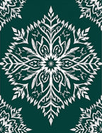Deep Teal White Leafy Medallion Rug