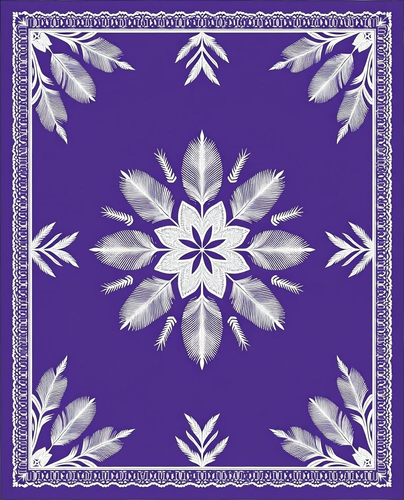 Vibrant Amethyst Leaf Medallion Rug
