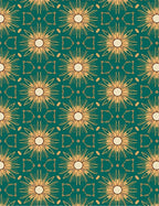 Golden Sunburst Teal Medallion Rug