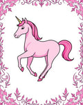 Pink Unicorn With Floral Border Rug