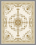 Ornate Gold Floral Medallion Border Rug