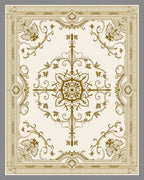 Ornate Gold Floral Medallion Border Rug