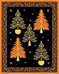 Orange Black Christmas Tree Border Rug