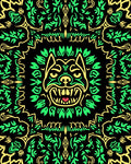 Bold Yellow and Green Dog Frame Rug