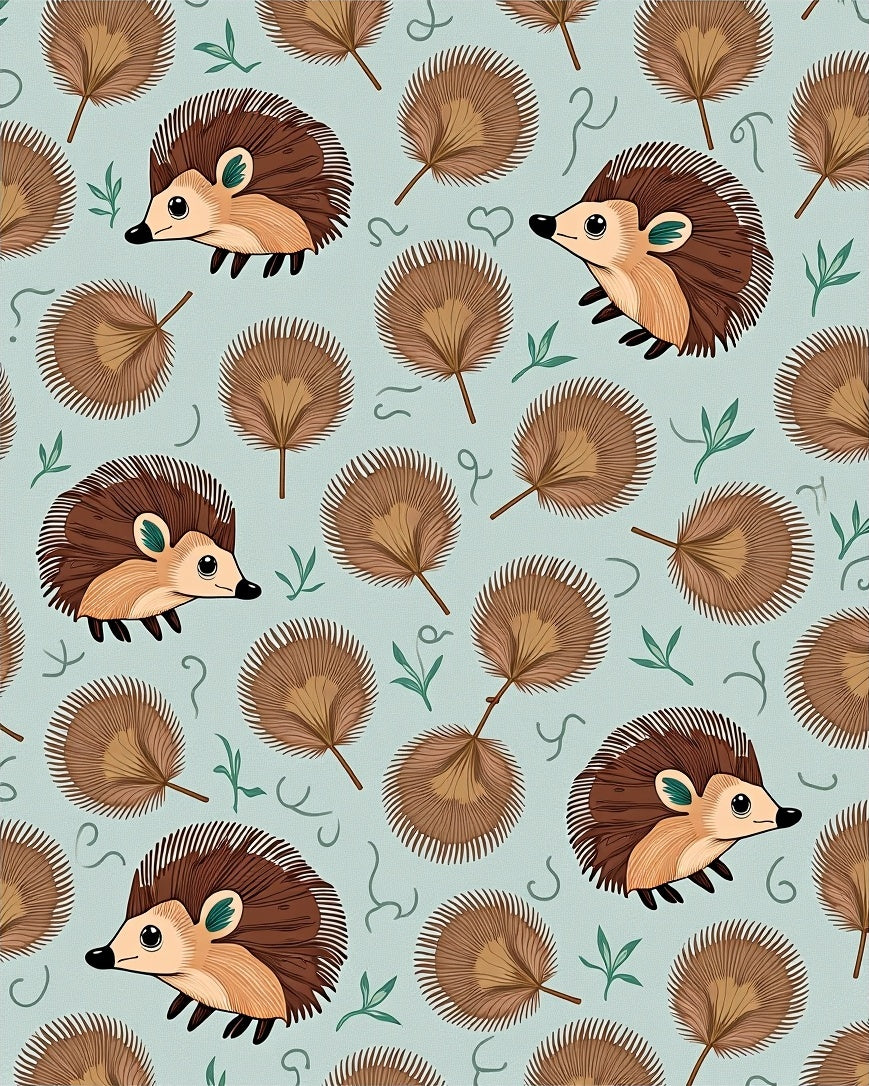 Cute Brown Hedgehog Leaf Medley Rug