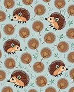 Cute Brown Hedgehog Leaf Medley Rug