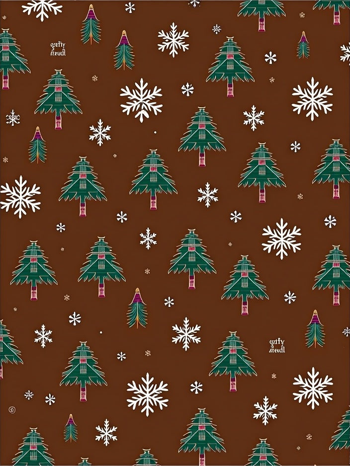 Green Forest Snowflake Christmas Elements Rug
