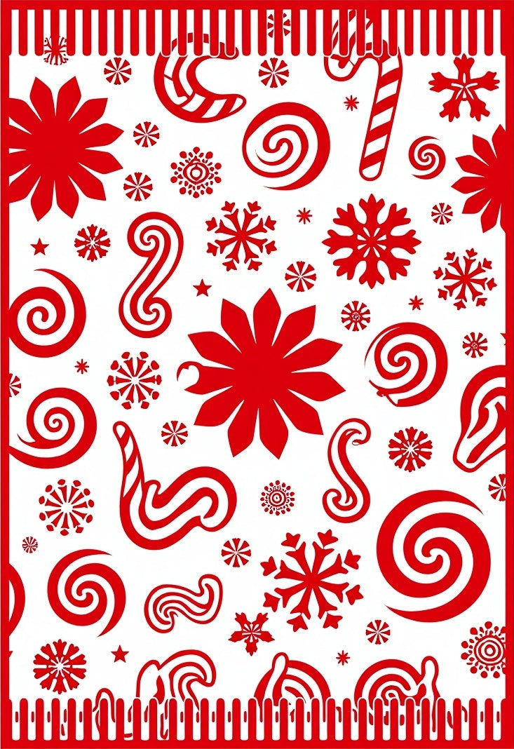 Bold Red Christmas Candy Snowflakes Rug