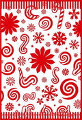 Bold Red Christmas Candy Snowflakes Rug