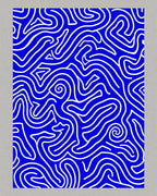 Dynamic Blue White Flowing Lines Rug