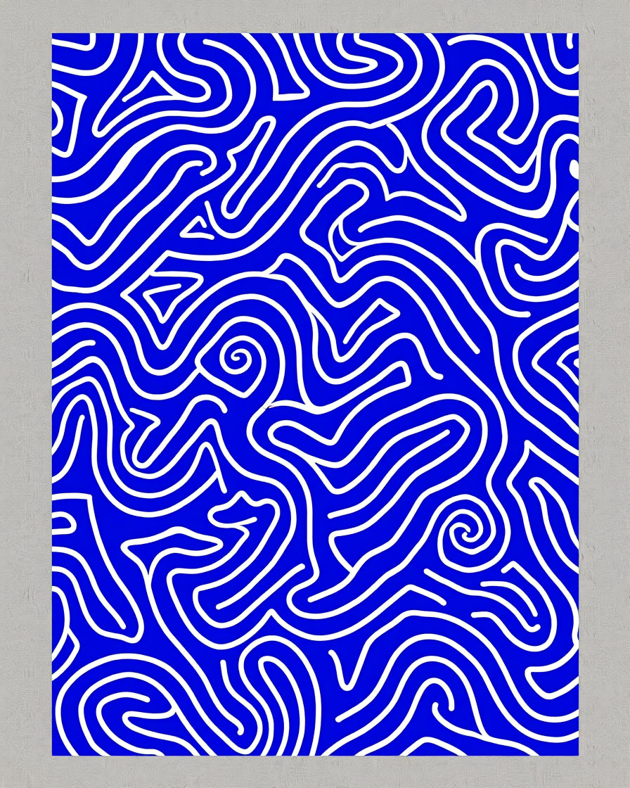 Dynamic Blue White Flowing Lines Rug