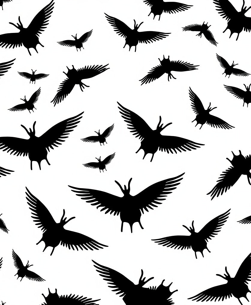 Black Flying Bird Silhouette Repeat Rug