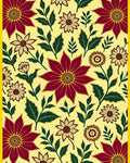 Burgundy Floral Garden Yellow Background Rug