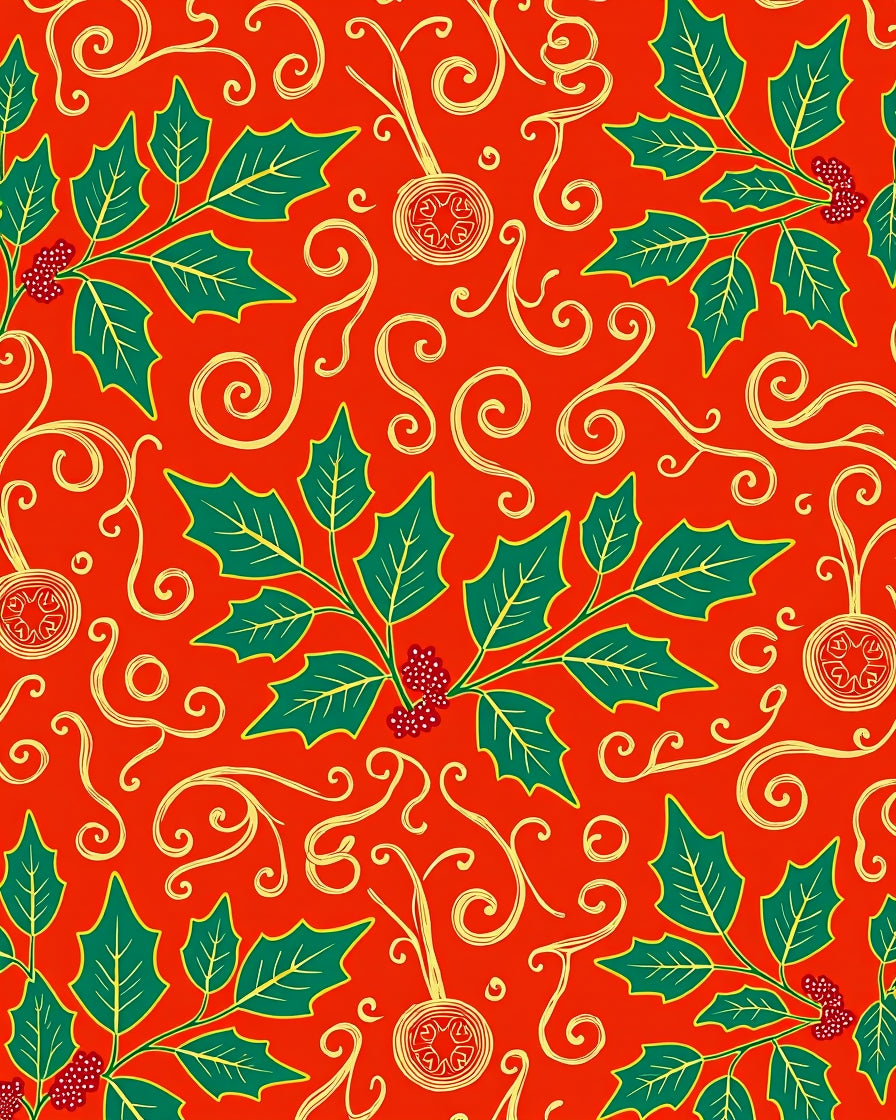 Vibrant Red Holly Berry Swirl Rug